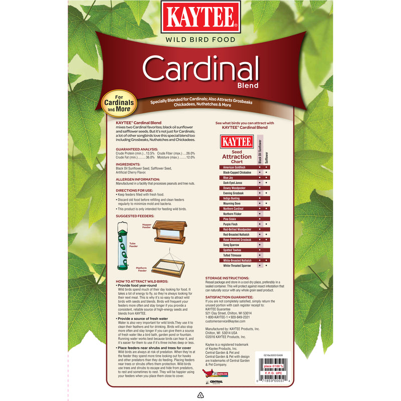 Load image into Gallery viewer, Kaytee Cardinal Black Oil Sunflower Seed Wild Bird Food 15 lb

