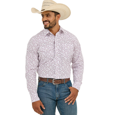 Wrangler Men's 20X Competition Advanced Comfort Snap Shirt (Sangria Paisley) Size XL