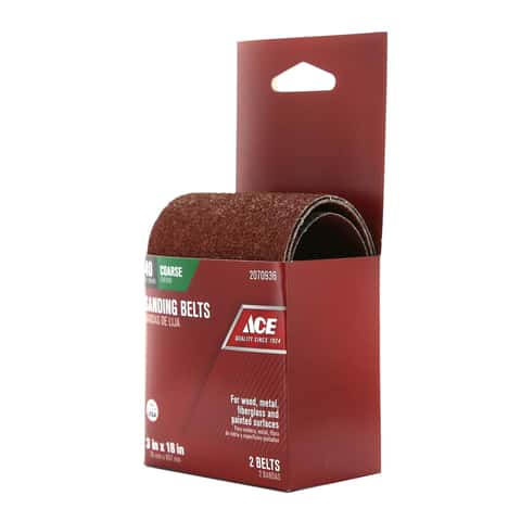 Ace 18 in. L X 3 in. W Aluminum Oxide Sanding Belt 40 Grit Coarse 2 pc