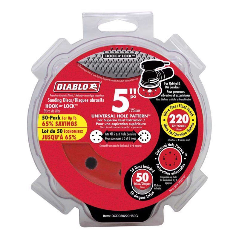 Load image into Gallery viewer, Diablo 5 in. Ceramic Blend Hook and Lock Sanding Disc 220 Grit Ultra Fine 50 pk
