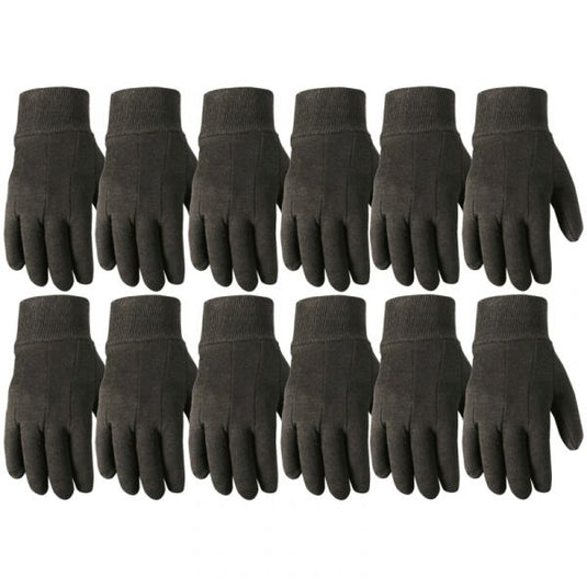 Wells Lamont 12 Pair Bulk Pack Jersey Cotton Work Gloves, Large Brown