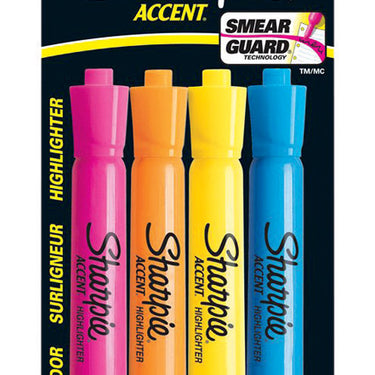 Sharpie Accent Neon Color Assorted Fine Tip Highlighter 4 pk