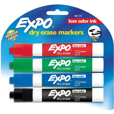 EXPO 1 Low Odor Assorted Color Dry Erase Markers 4 pk