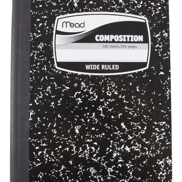 Mead 7-1/2 in. W X 9-3/4 in. L Wide Ruled Stitched Black Composition Book