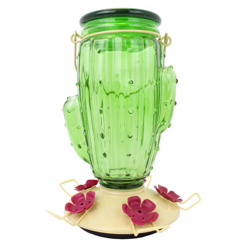 Load image into Gallery viewer, Perky-Pet Hummingbird 32 oz Glass/Metal Cactus Top-Fill Bird Feeder 5 ports
