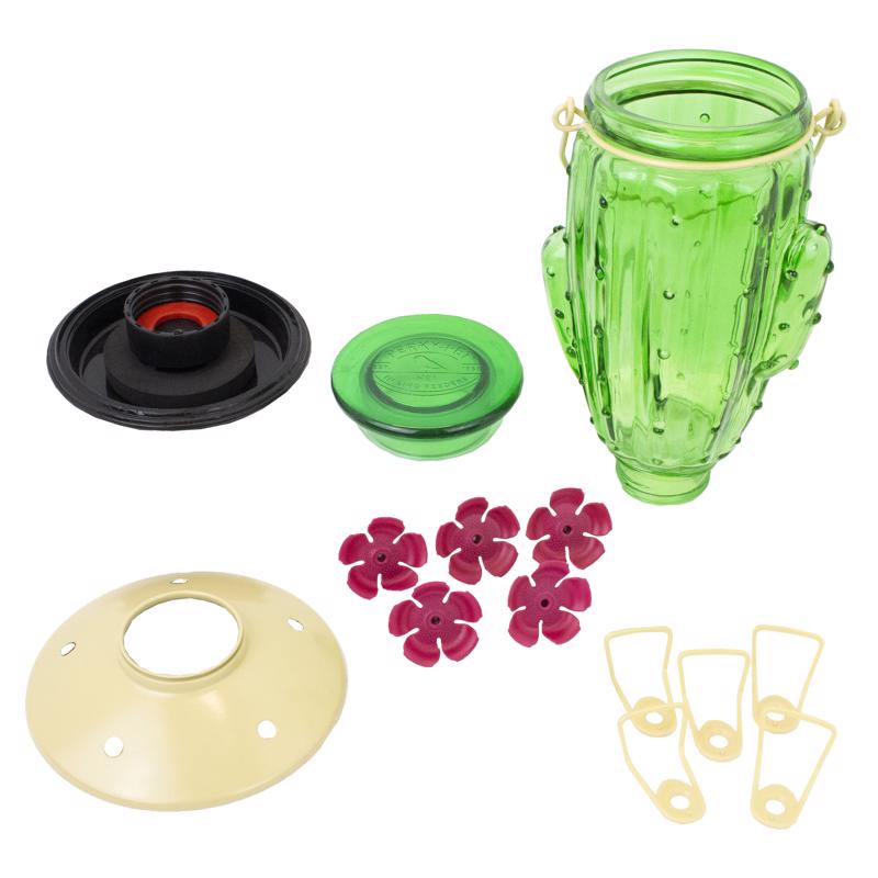 Load image into Gallery viewer, Perky-Pet Hummingbird 32 oz Glass/Metal Cactus Top-Fill Bird Feeder 5 ports
