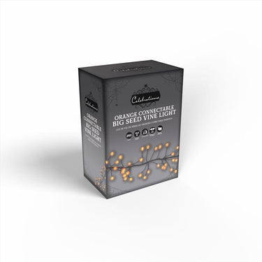 Celebrations Orange 250 ct 3 in. LED Prelit Connectable Big Seed Cluster Halloween Lights