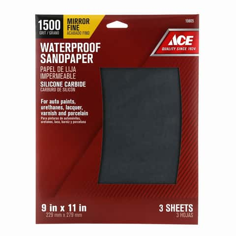 Ace 11 in. L X 9 in. W 1500 Grit Silicon Carbide Waterproof Sandpaper 3 pk