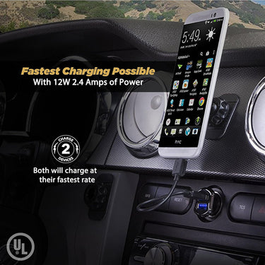 Scosche ReVOLT Dual 12W USB Car Charger with Illuminated Ports for Apple Samsung