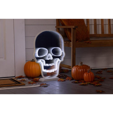 Celebrations Halloween White 23 in. LED Prelit Skull Infinity Halloween Decor
