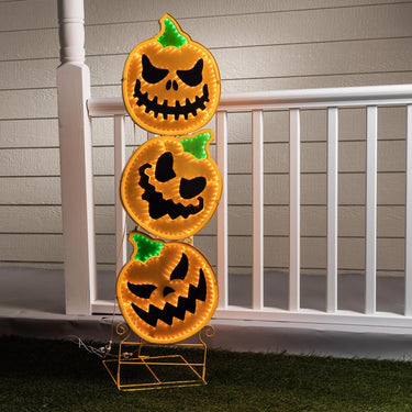 Celebrations Halloween 48 in. LED Prelit Infinity Stacked 3 Pumpkins Halloween Decor