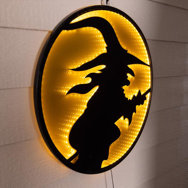 Celebrations Orange 32 in. LED Infinity Witch Hanging Decor
