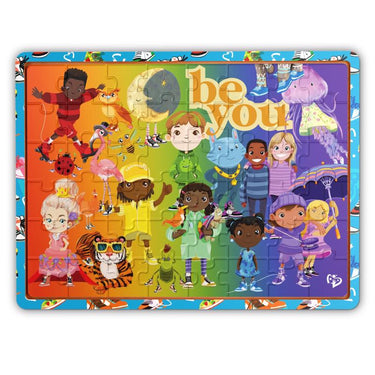 Upbounders Rainbow Kicks Wooden Puzzle with Storage Tray 48 pc