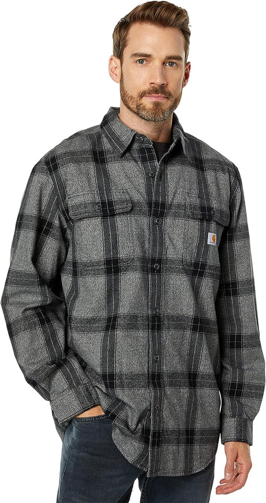 Carhartt Men's 105439 Loose Fit Heavyweight Flannel Long-Sleeve Plaid Shirt Size Med-2XT