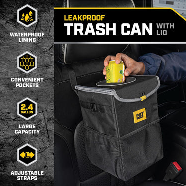 Caterpillar Premium Car Trash Can with Lid Storage