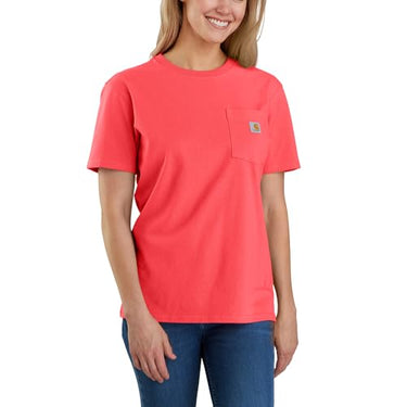 Carhartt Women's Loose Fit Heavyweight Short-Sleeve Pocket T-Shirt (Coral Glow) Size 3XL