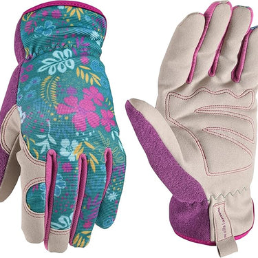Wells Lamont Women's Slip-On High Dexterity Work and Gardening Gloves (Botanical) Size S