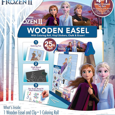 Disney Frozen 2 Double-Sided Wooden Easel with 25-Foot Coloring Paper Roll
