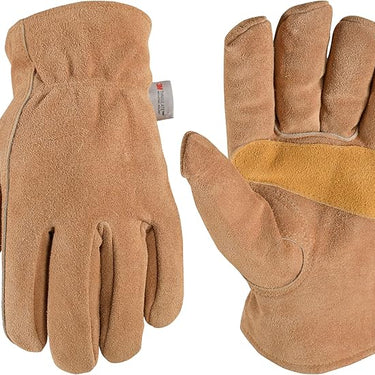 Wells Lamont Men's Insulated Split Cowhide Winter Leather Work Gloves (Brown) Size L