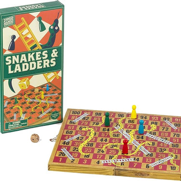 Snakes & Ladders: Handcrafted Wooden Game