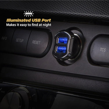 Scosche ReVOLT Dual 12W USB Car Charger with Illuminated Ports for Apple Samsung