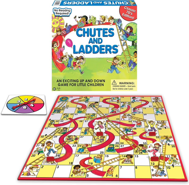 Load image into Gallery viewer, Classic Chutes And Ladders with 1970&#39;s Artwork by Winning Moves Games USA for Children Ages 3 and Up, Preschool Games for 2-4 players (1195)
