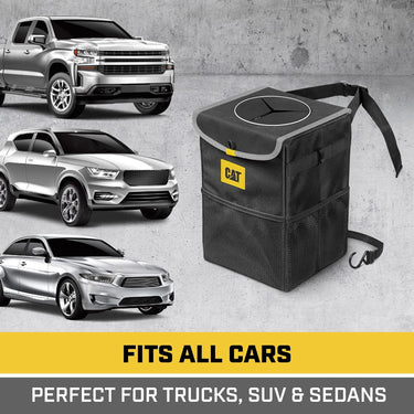 Caterpillar Premium Car Trash Can with Lid Storage
