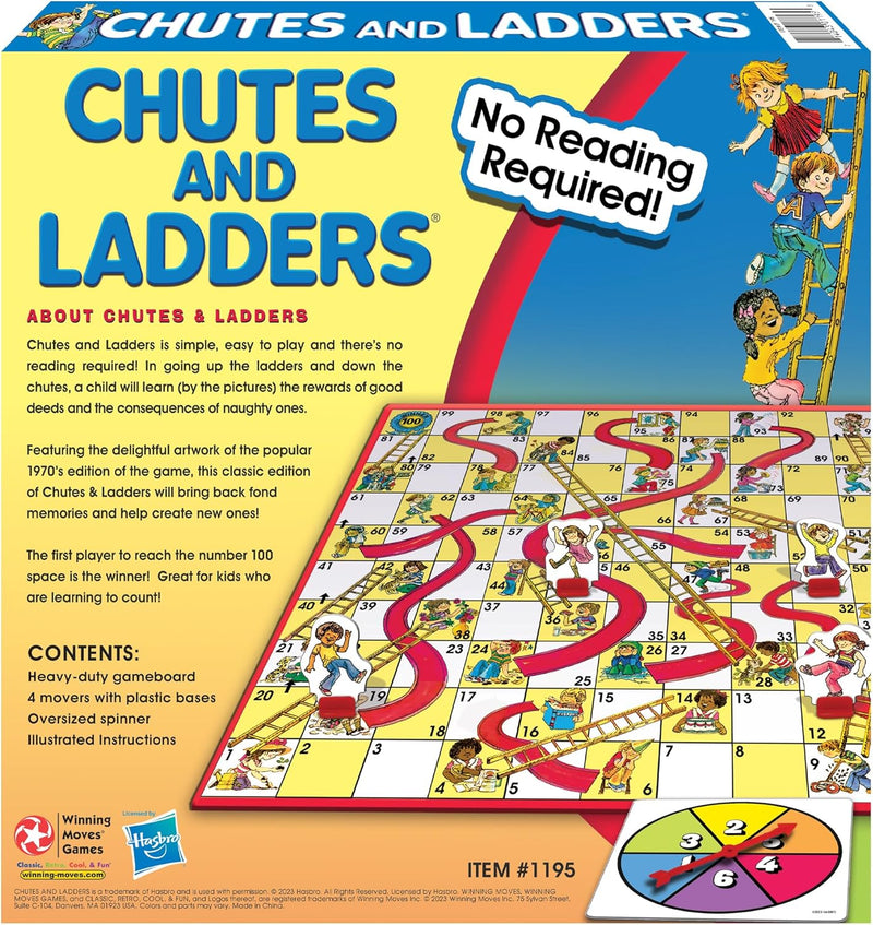 Load image into Gallery viewer, Classic Chutes And Ladders with 1970&#39;s Artwork by Winning Moves Games USA for Children Ages 3 and Up, Preschool Games for 2-4 players (1195)
