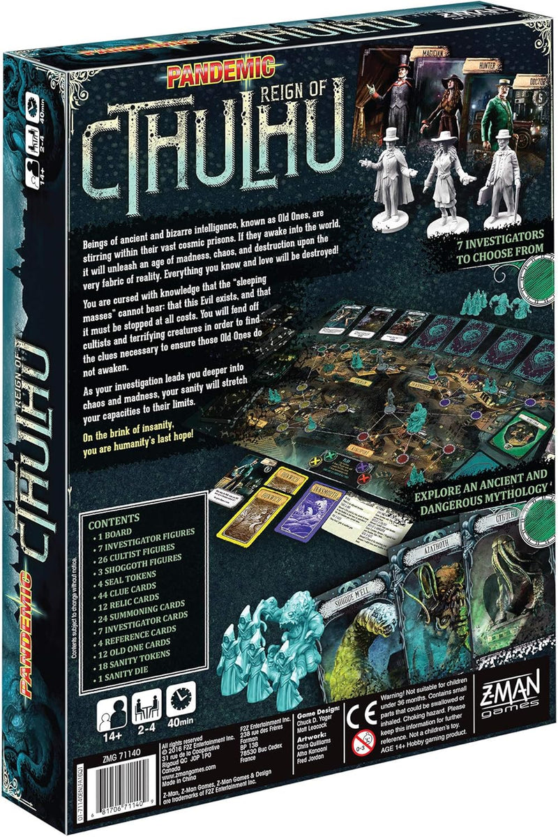 Load image into Gallery viewer, Z-Man Games Pandemic Reign of Cthulhu Board Game for Adults and Family | Cooperative | Ages 14+ | 2 to 4 players | Average Playtime 40 minutes
