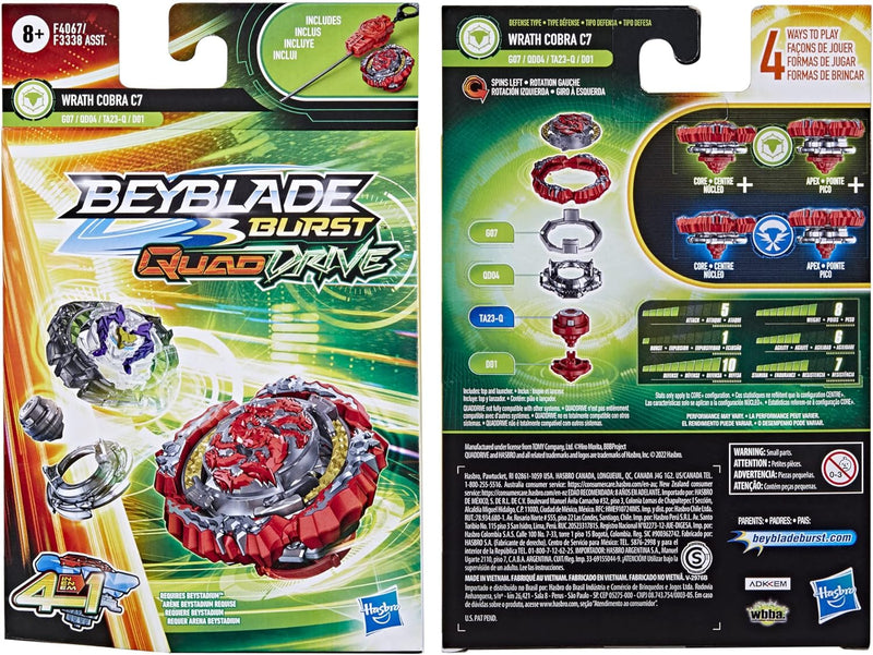 Load image into Gallery viewer, BEYBLADE Burst QuadDrive Wrath Cobra C7 Spinning Top Starter Pack - Defense/Attack Type Battling Game with Launcher, Toy for Kids
