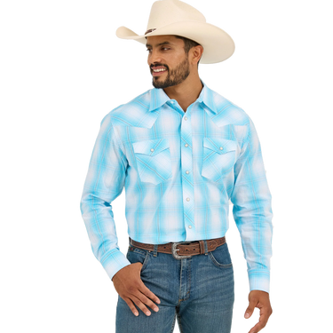 Wrangler Men's 20X Competition Advanced Comfort Snap Shirt (Bright Sky) Size L