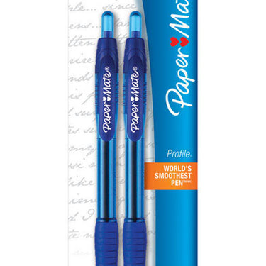Paper Mate Profile Blue Retractable Ball Point Pen 2 pk