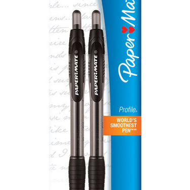 Paper Mate Profile Black Retractable Ball Point Pen 2 pk