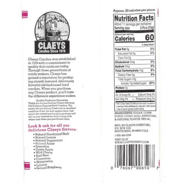 Claeys Old Fashioned Wild Cherry Hard Candy 6 oz