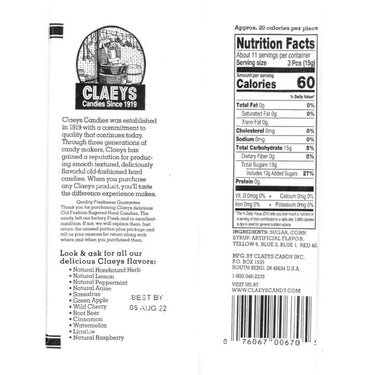 Claeys Old Fashioned Licorice Hard Candy 6 oz