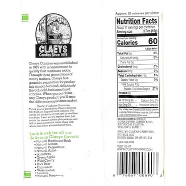Claeys Old Fashioned Green Apple Hard Candy 6 oz
