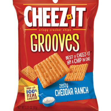 Cheez-It Grooves Zesty Cheddar Ranch Crackers 3.25 oz Pegged