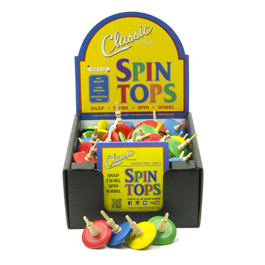 Aero-Motion classic spin tops in a countertop display box