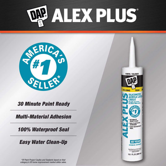 DAP Alex Plus White Acrylic Latex All Purpose Caulk 10.1 oz