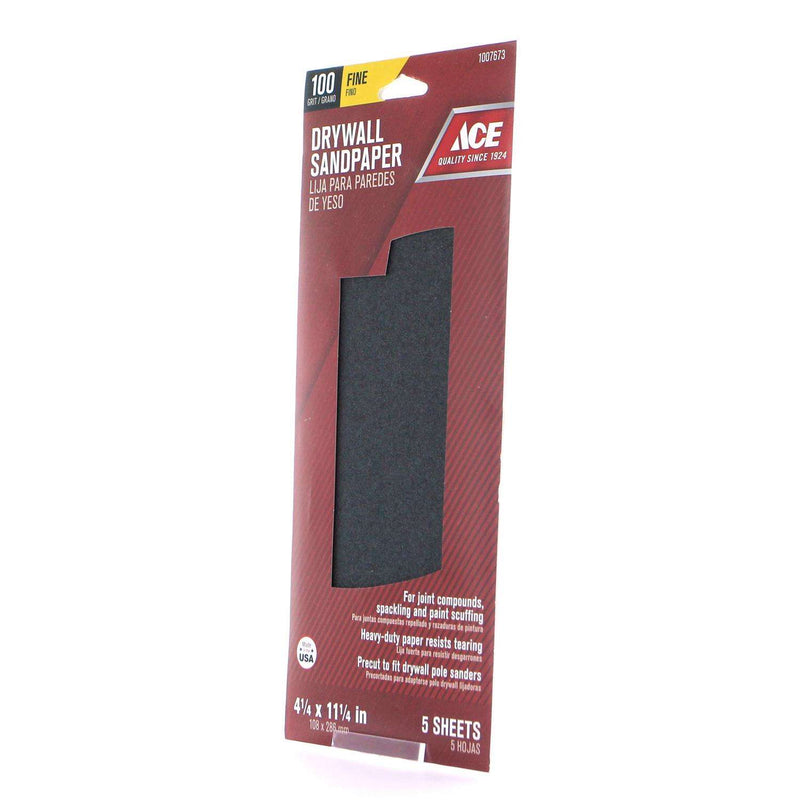 Load image into Gallery viewer, Ace 11-1/4 in. L X 4-1/4 in. W 100 Grit Silicon Carbide Drywall Sanding Sheet 5 pk
