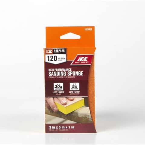 Load image into Gallery viewer, Ace 5 in. L X 3 in. W X 1 in. 120 Grit Fine 2-Sided Sanding Sponge
