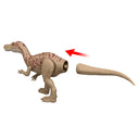 Jurassic World large dinosaur figure with its tail detached and an arrow showing how it attaches