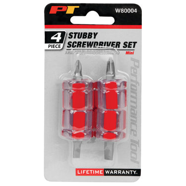 Performance Tool 4 pc. Mini Stubby Screwdriver Set