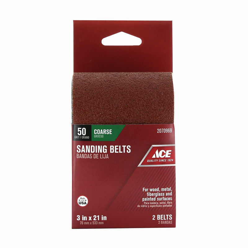 Load image into Gallery viewer, Ace 21 in. L X 3 in. W Aluminum Oxide Sanding Belt 50 Grit Coarse 2 pc
