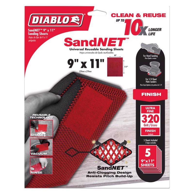 Load image into Gallery viewer, Diablo SandNet 9 in. L X 11 in. W 320 Grit Ceramic Blend All Purpose Sandpaper 5 pk
