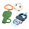 Fisher-Price Let's Play Pickleball set: green teether paddle, rattle ball and crinkle water bottle on links