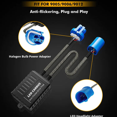 Auxbeam 9007 C20-model Decoder-pro Enhanced Led Headlight Bulbs Canbus Decoder Harness Resistor Conversion Kit 2pcs/set