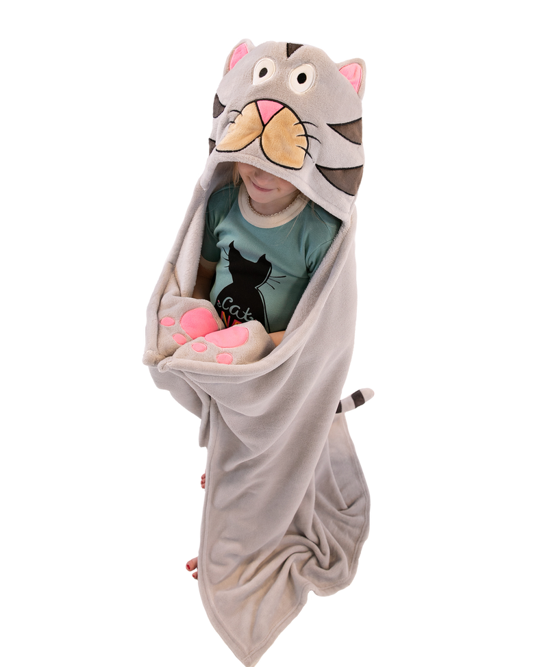 Load image into Gallery viewer, Cat Kid&#39;s Hooded Blanket
