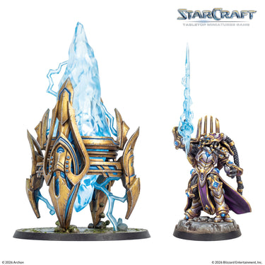Painted Pylon and Artanis StarCraft miniatures