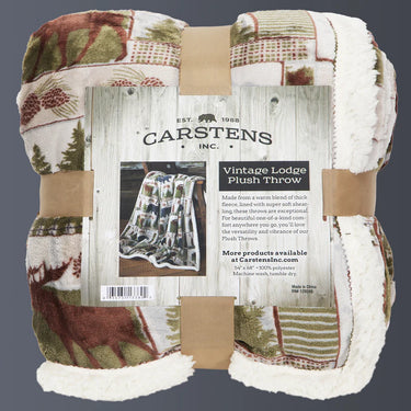 Carstens Vintage Lodge Plush Sherpa Throw